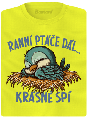 Ranní ptáče spí dámské sportovní tričko Neon Yellow