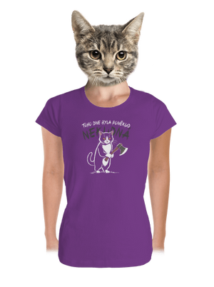 Neklidná kočka dámské tričko premium Purple