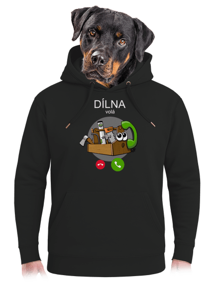 Dílna volá unisex mikina premium Dark Black