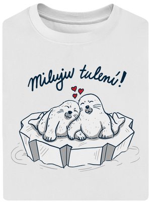 Miluju tulení unisex tričko oversized White