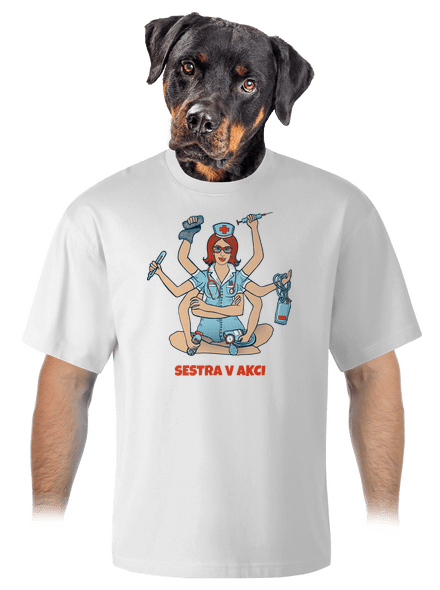 Sestra v akci unisex tričko oversized White