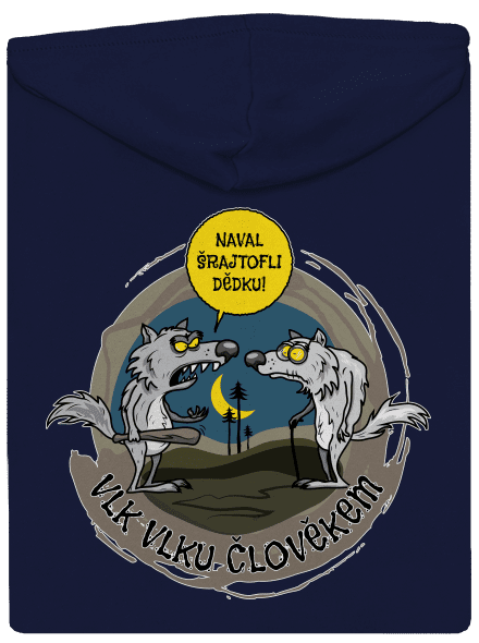 Vlk vlku člověkem pánská mikina na zip Navy
