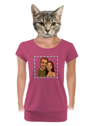 Karikatura z vlastní fotky dámské tričko s lemem Magenta