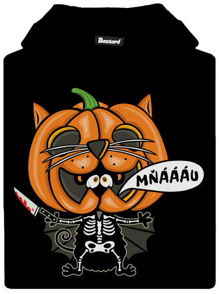 Halloweenská kočička dětská mikina klokanka Black