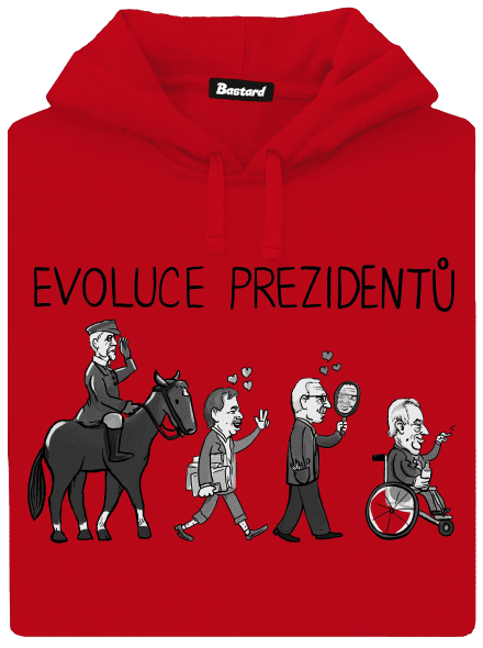 Evoluce prezidentů pánská mikina klokanka Red