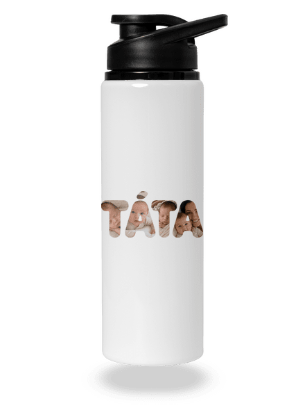 Nápis táta z vlastních fotek lahev na vodu White
