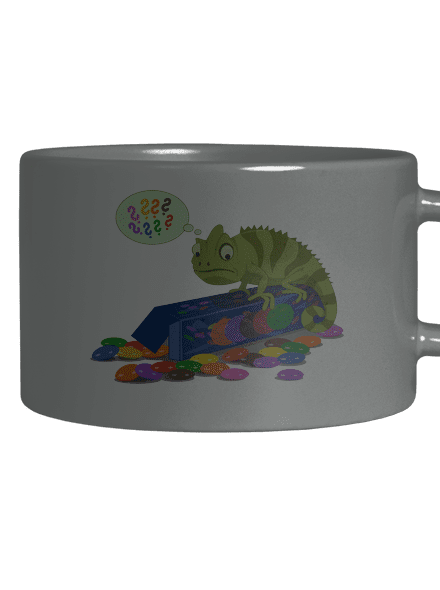 Zmatený chameleon hrnek makronka Grey Macaron