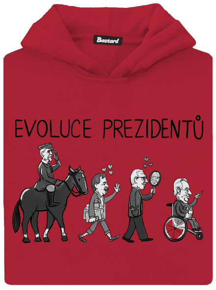 Evoluce prezidentů dětská mikina klokanka Fire Red