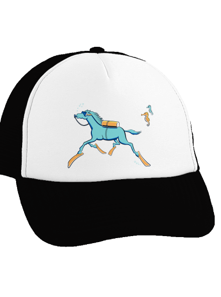 Mořský koník kšiltovka truckerka Black cap