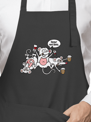 Kocour není doma zástěra Dark Grey