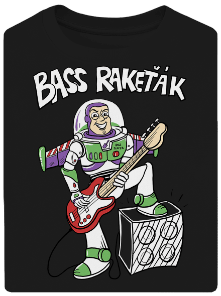 Bass Rakeťák unisex tričko oversized Black