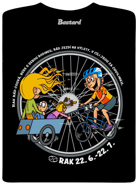 Cyklistický horoskop: Rak pánské dlouhý rukáv Black
