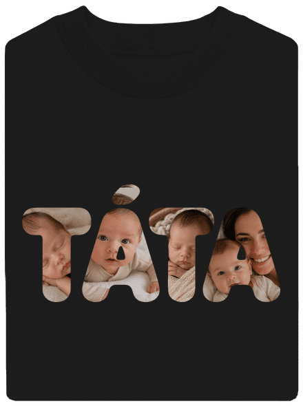 Nápis táta z vlastních fotek unisex mikina bez kapuce Black