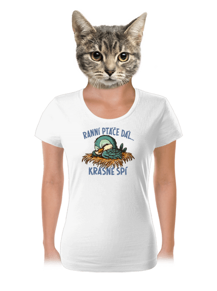 Ranní ptáče spí dámské tričko White