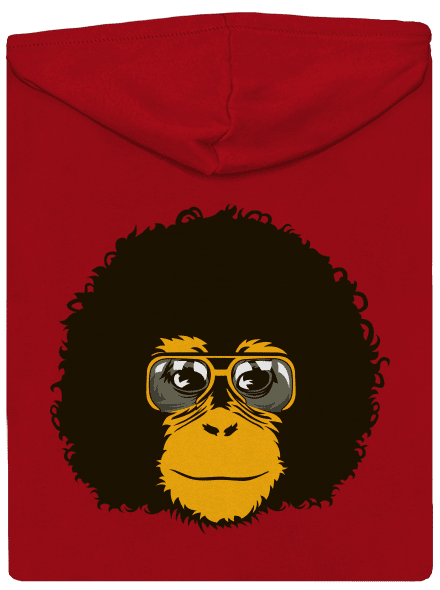 Retro opičák pánská mikina na zip Red