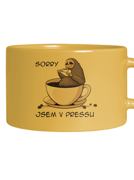 V pressu hrnek makronka Yellow Macaron