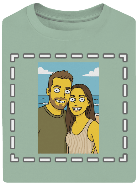 Simpsonovi z vlastní fotky unisex tričko oversized Sage
