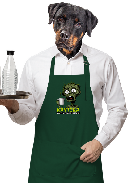 Zombie kávička zástěra Bottle Green