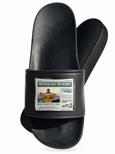 Rybářské noviny pantofle Black