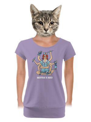 Sestra v akci dámské tričko s lemem Lavender