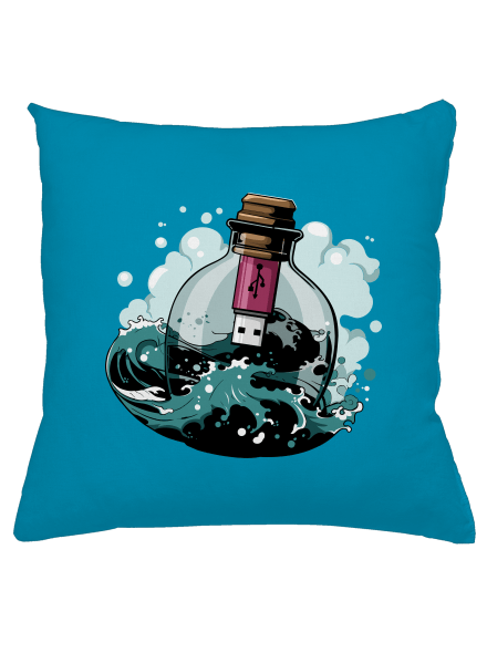USB vzkaz v láhvi polštář Blue Turquoise