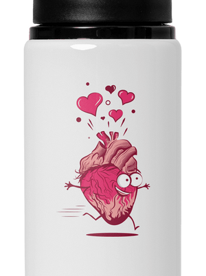 Zamilovaná srdíčka lahev na vodu White