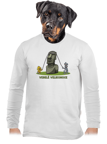 Velikonoční Moai pánské dlouhý rukáv White