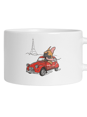 Francouzský buldoček hrnek makronka White