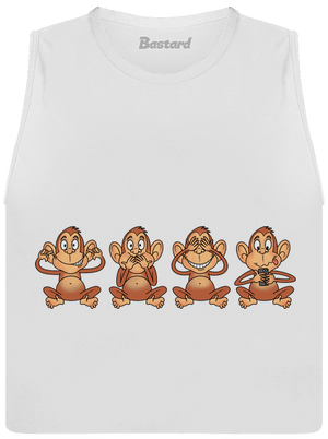 Opička s mobilem dámské tílko volné White