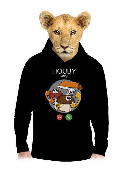 Houby volají dětská mikina klokanka Black