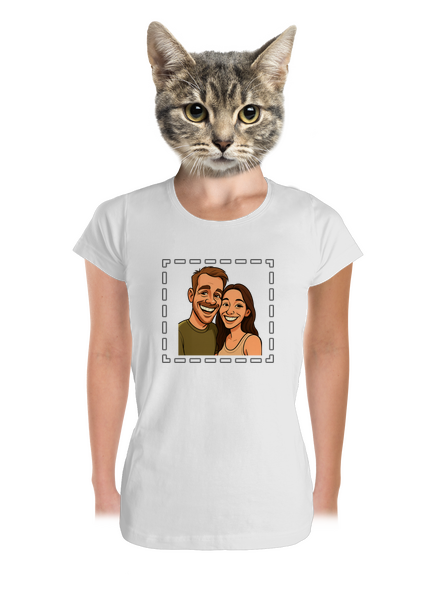 Karikatura z vlastní fotky dámské tričko premium White