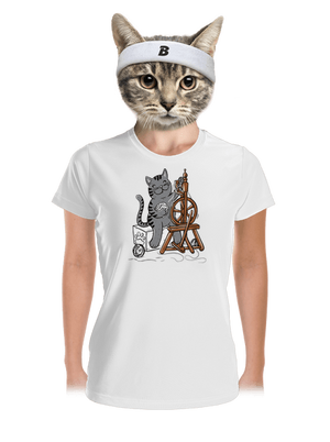 Kočka přede dámské sportovní tričko White
