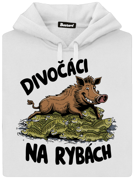 Divočáci na rybách dámská mikina klokanka White