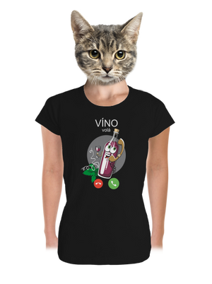 Červené víno volá dámské tričko premium Black
