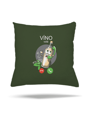 Bílé víno volá polštář Olive Green
