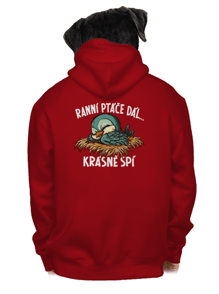 Ranní ptáče spí pánská mikina na zip Red
