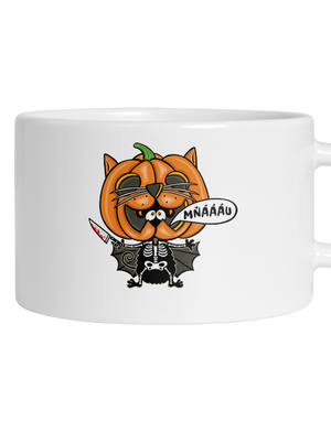 Halloweenská kočička hrnek makronka White