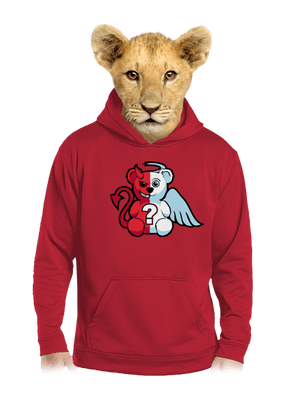 Anděl vs. ďábel dětská mikina klokanka Fire Red