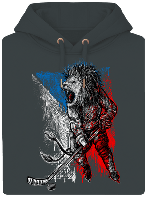 Hokejový lev unisex mikina premium Charcoal