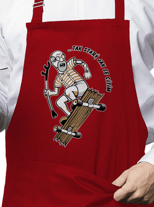 Starý, jak se cítím zástěra Red