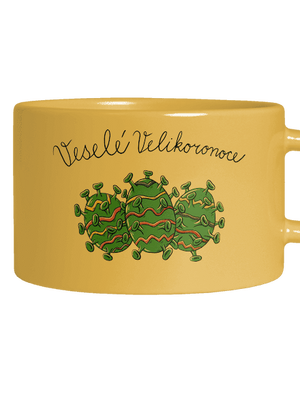 Veselé Velikoronoce hrnek makronka Yellow Macaron