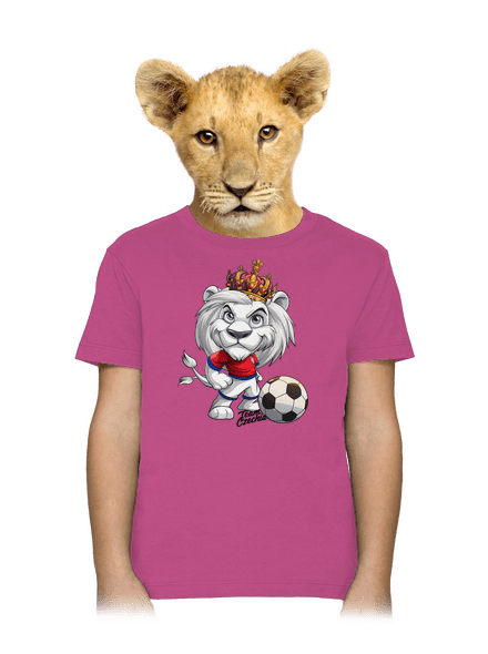Fotbalový lev dětské tričko Fuchsia