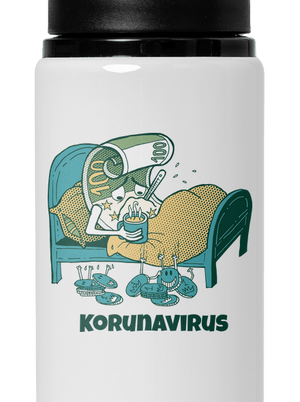 Korunavirus v posteli lahev na vodu White