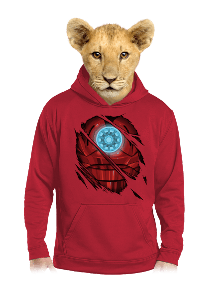 Ironman dětská mikina klokanka Fire Red