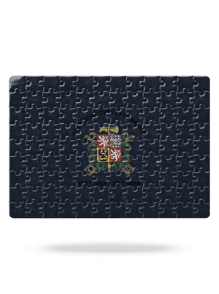 Sbor dobrovolných hasičů s vlastním erbem obce puzzle White