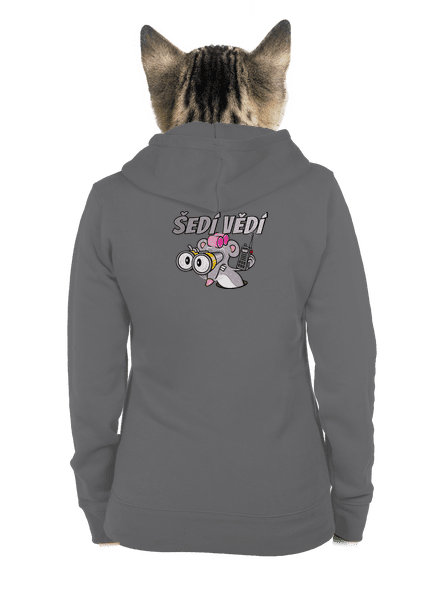 Šedí vědí - myš dámská mikina na zip Steel Gray