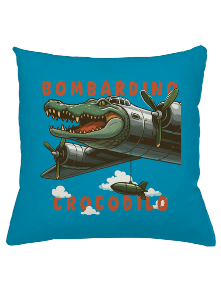 Bombardino Crocodilo – Italian Brainrot polštář Blue Turquoise