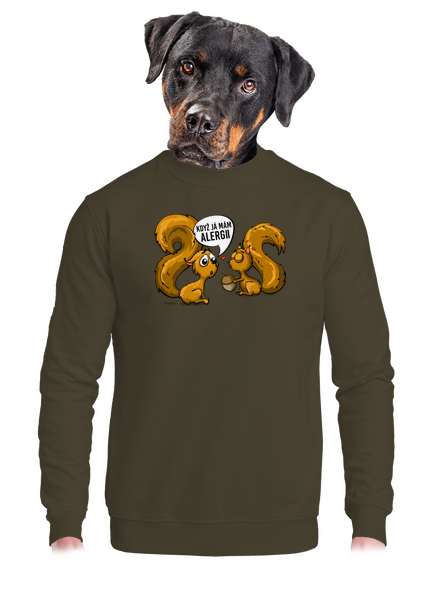 Alergická veverka unisex mikina bez kapuce Urban Khaki