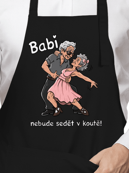 Babi v koutě zástěra Black