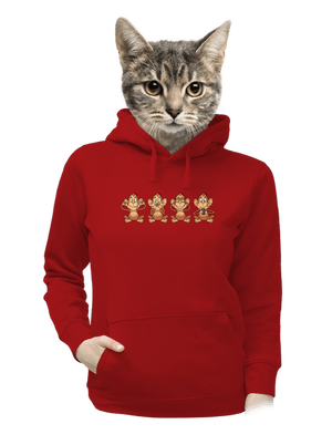 Opička s mobilem dámská mikina klokanka Red Mal